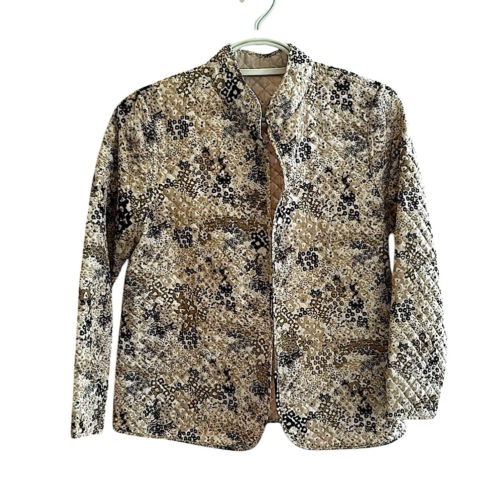 Quilted Reversible Jacket Reversible Floral Print Beige L